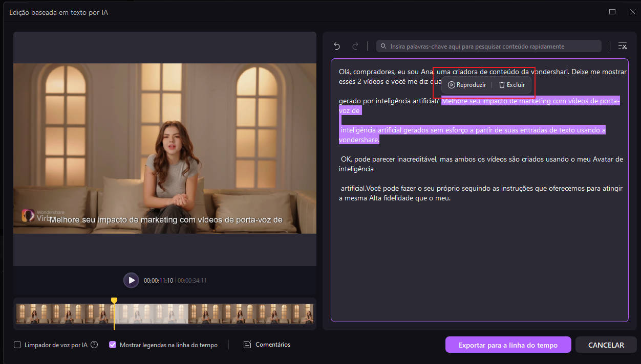 Edição de vídeo usando texto