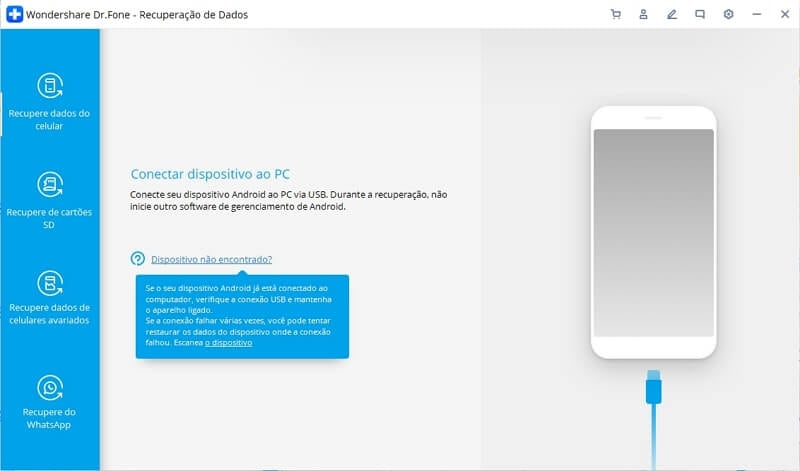 recuperar contatos Android excluídos - conectar o Android ao computador 