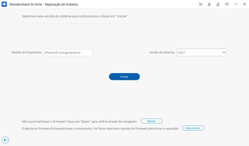 selecione o firmware ios