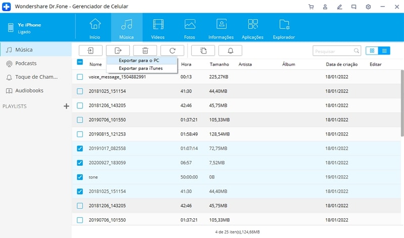 exportar arquivos do iphone para o computador