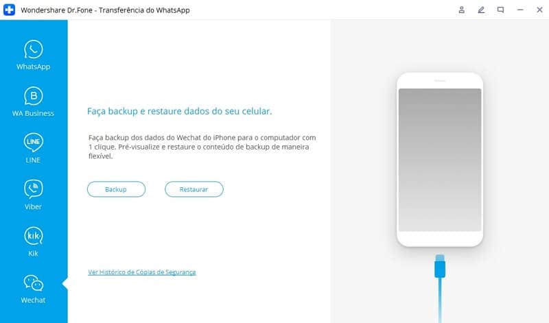 clique em restaurar para recuperar o histórico do wechat