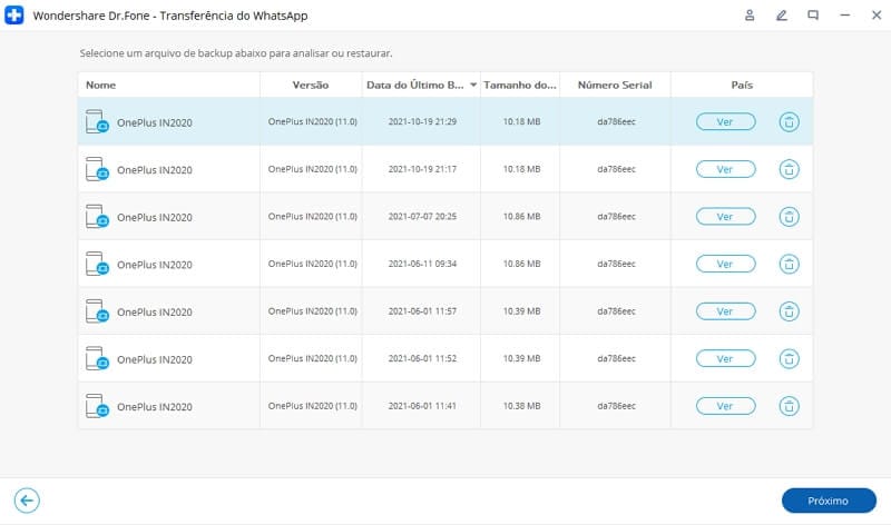 Restauração de backup de Whatsapp business