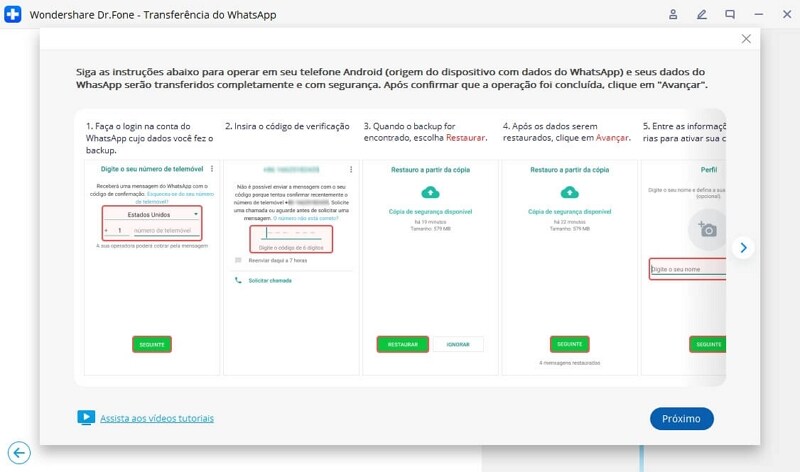complete transferring whatsapp from android to iphone