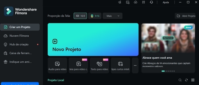 Passo 1: clique em novo projeto