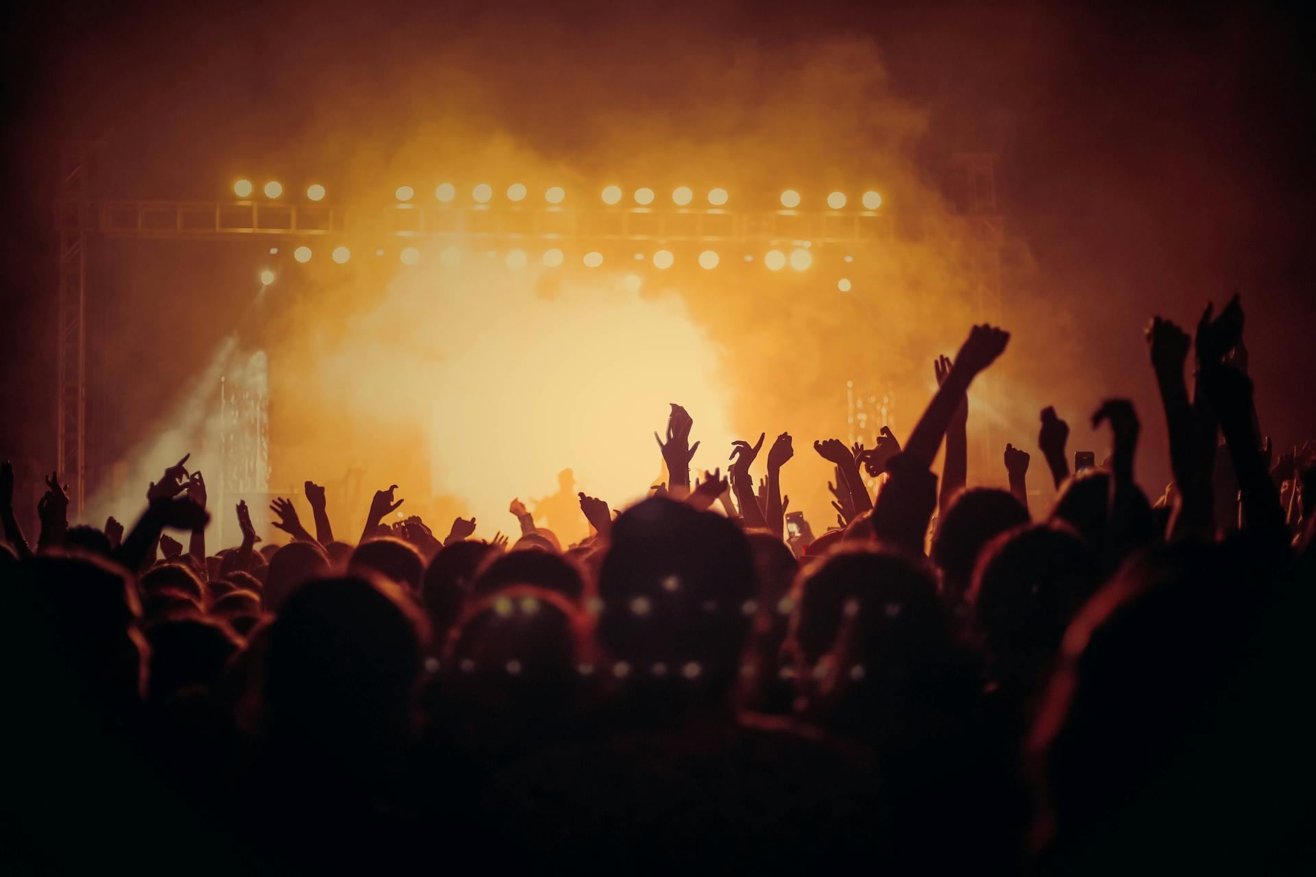 Audiência curtindo um festival de música.