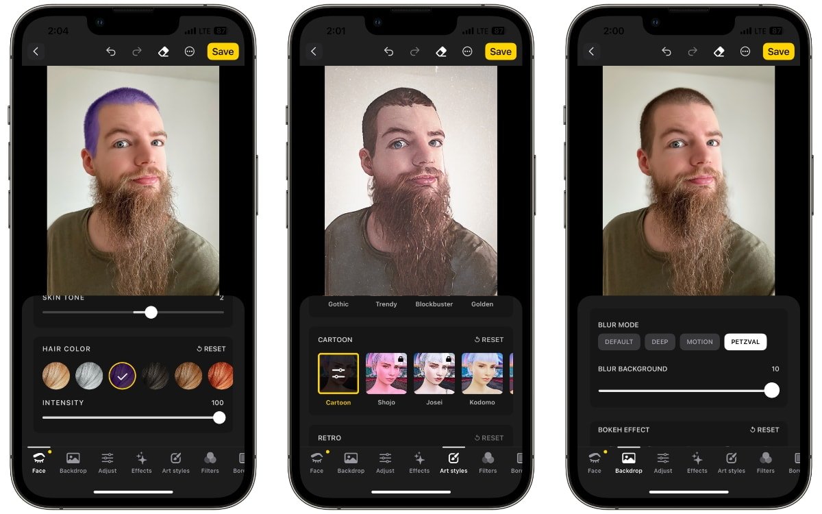 Imagem da interface do app Lensa.