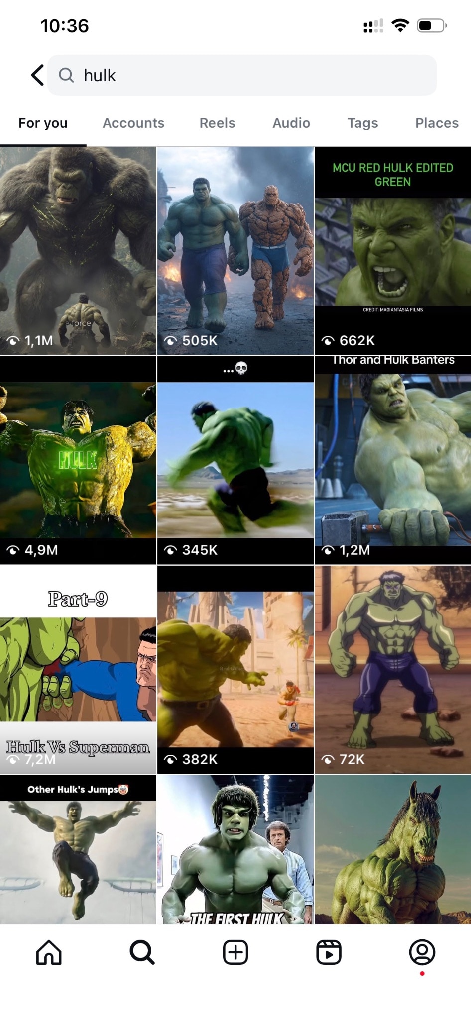 Imagem ilustrativa do Hulk viralizando no Instagram.