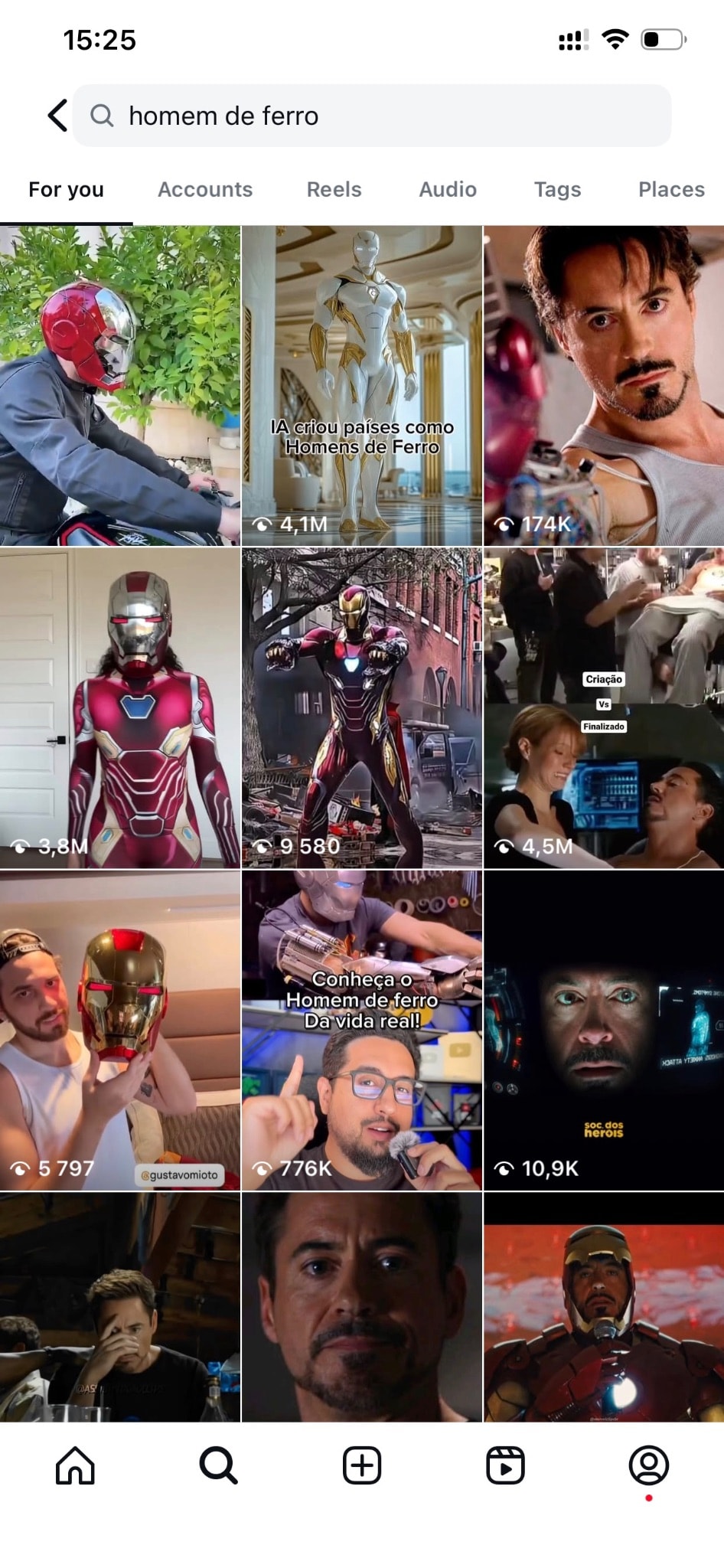 Imagem ilustrativa de posts de Homem de Ferro fazendo sucesso no Instagram.