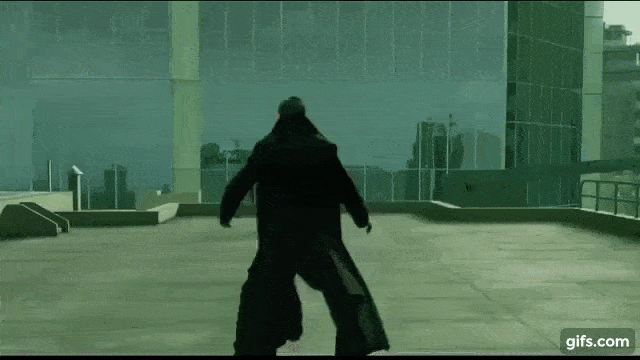 cena clássica do filme Matrix que utiliza speed ramping