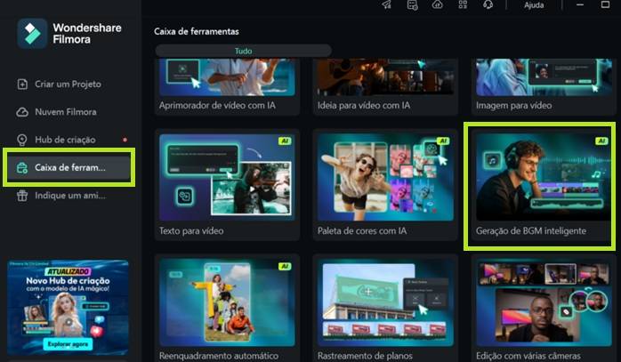 Geração de BGM Inteligente no Filmora