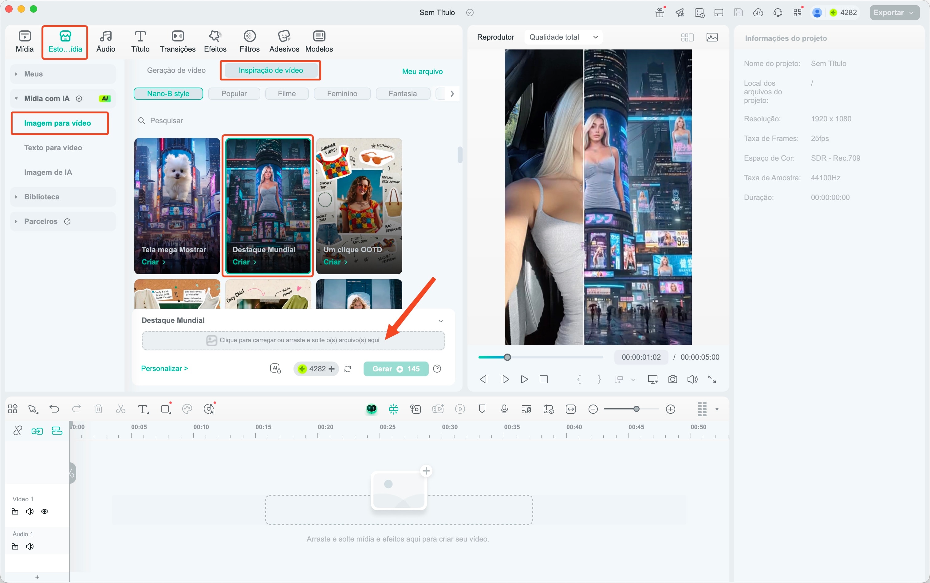 escolher filtro destaque mundial filmora