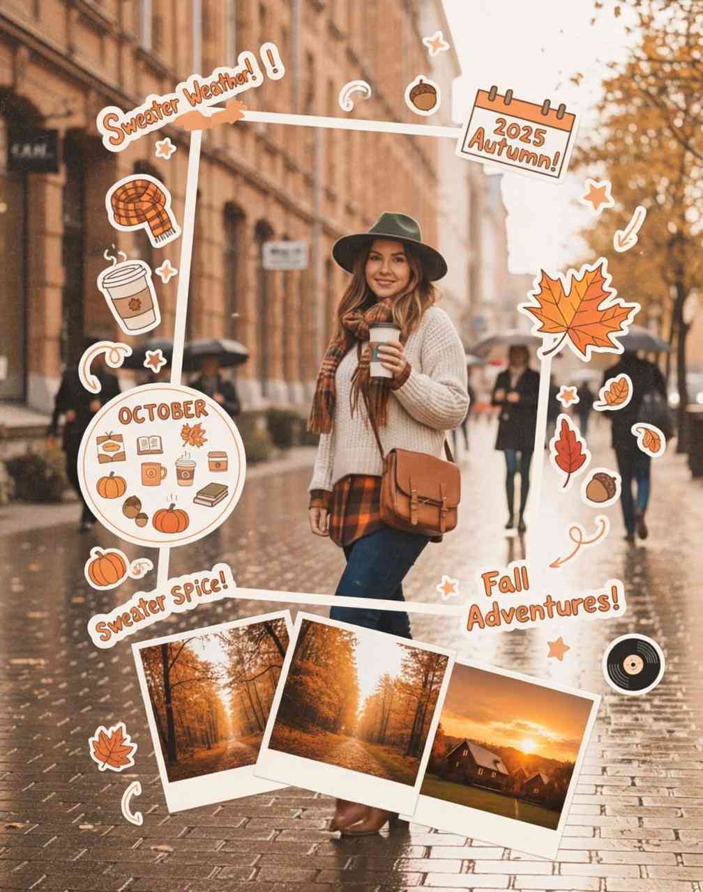 Captura de tela do vídeo finalizado com efeito de colagem de outono