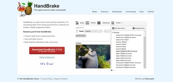 Conversor de vídeo open source HandBrake