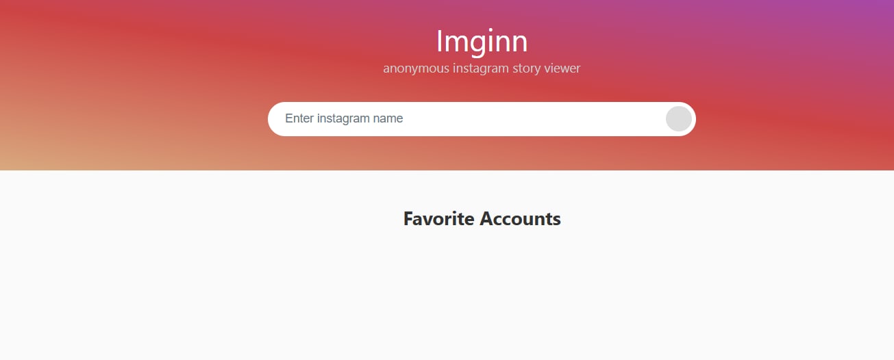 página inicial do Imginn para consulta de conteúdo público do Instagram