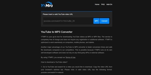 Site YTMP3 para converter vídeos do YouTube em MP3 online