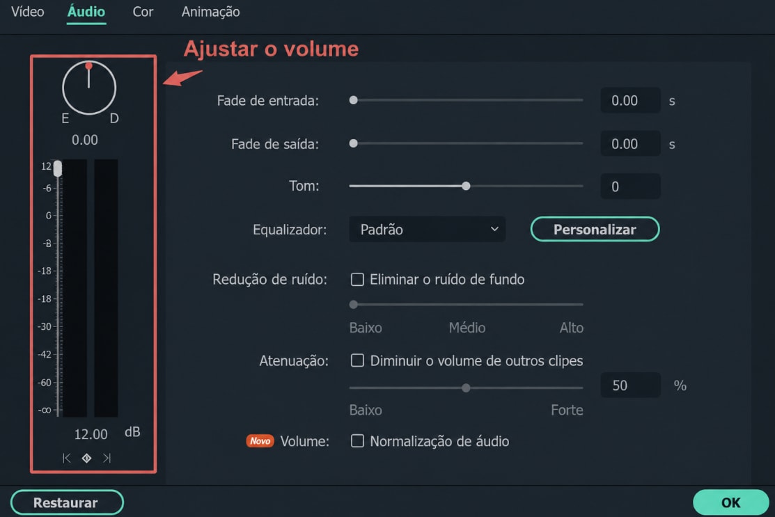 reduzir ruído do áudio em um vídeo de futebol