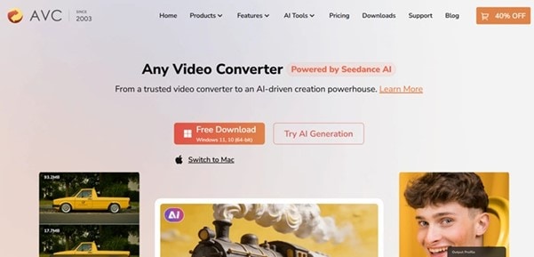 Interface do Any Video Converter com processamento por IA