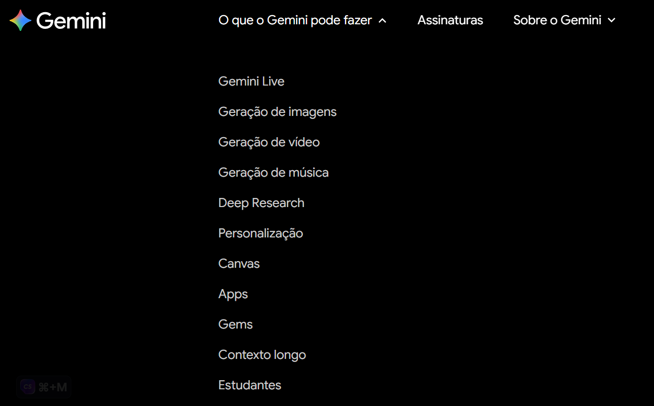 Capacidades de criação e planejamento do Google Gemini