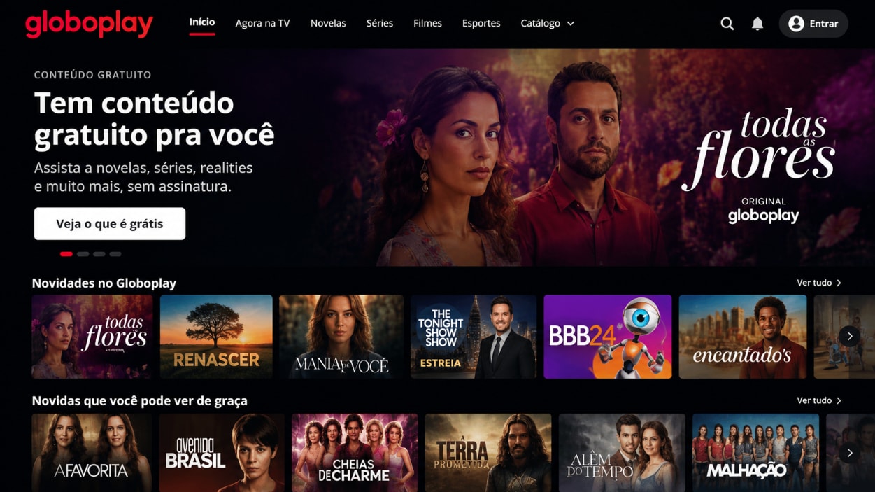 Globoplay para assistir a séries online grátis no Brasil