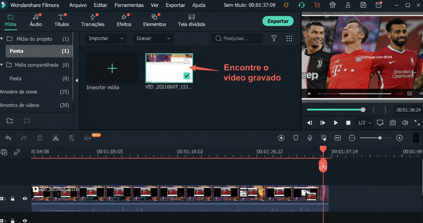 editar um vídeo de futebol gravado