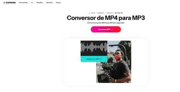 Painel de edição do Kapwing sendo utilizado para converter MP4 para MP3