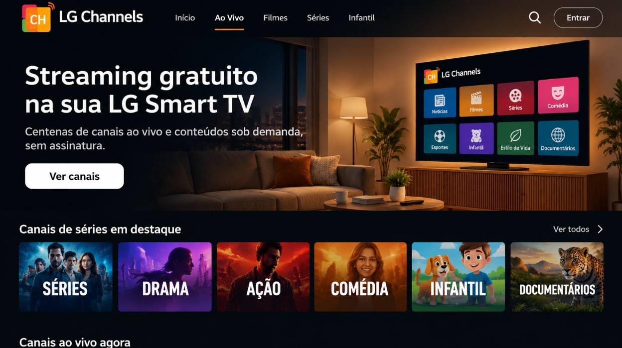 LG Channels para assistir a séries online grátis no Brasil