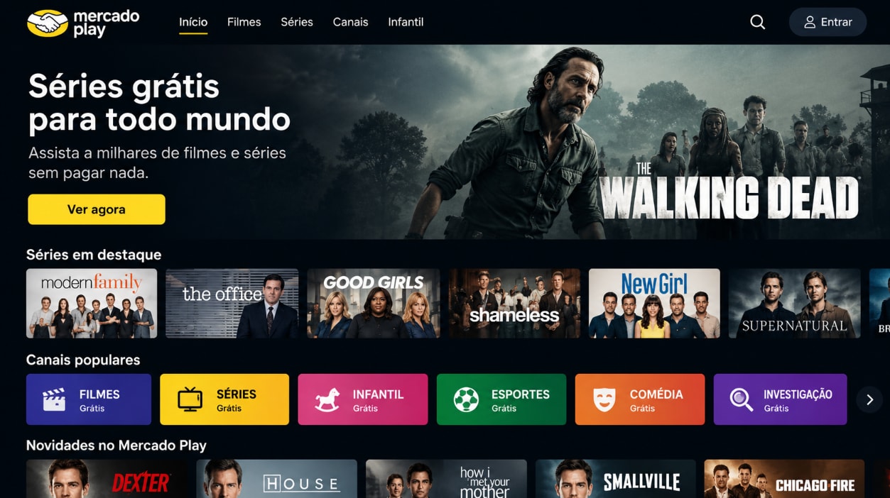 Mercado Play para assistir a séries online grátis no Brasil
