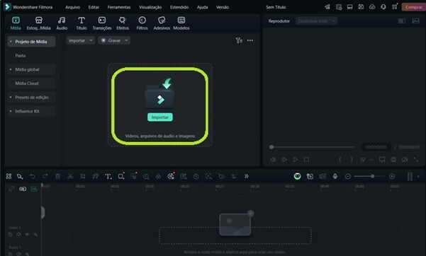Passo 2: Importar arquivos de vídeo para o Filmora