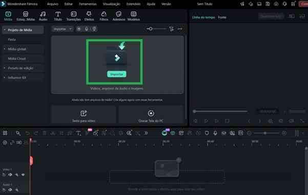Passo 2: Importando o arquivo de áudio MP3 para a biblioteca de mídia do Filmora