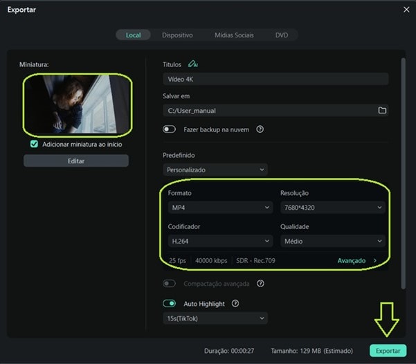 Passo 5: Exportar vídeo convertido em formato MP4