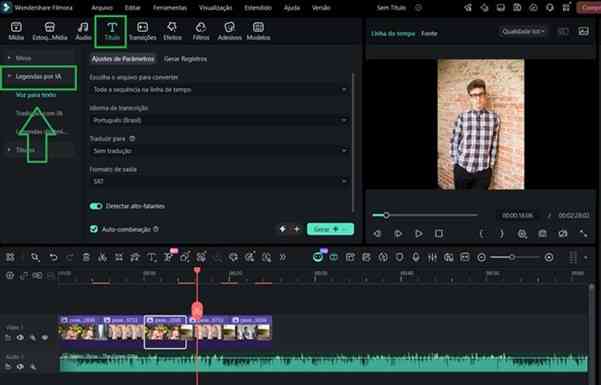 Passo 6: Usando o recurso de Legendagem Automática por IA do Filmora