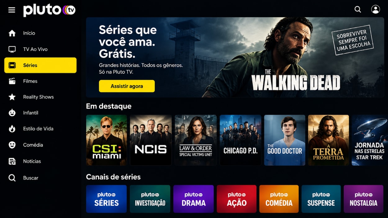 Pluto TV para assistir a séries online grátis no Brasil