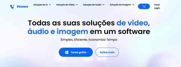 Tela do software Vcows mostrando opções de conversão de arquivos de vídeo e áudio