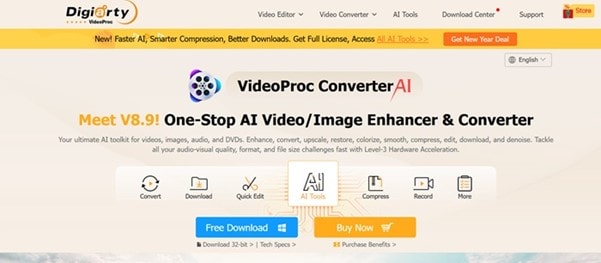 Software VideoProc Converter para estabilização e conversão 4K
