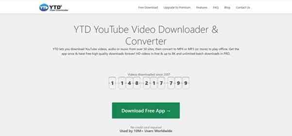 Tela de download e opções de formato no YTD YouTube Video Downloader
