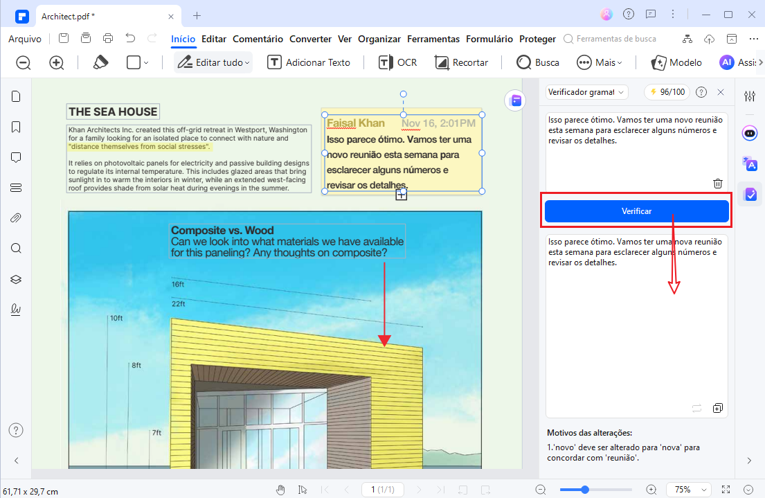 fazer correção ortográfica com IA no pdfelement