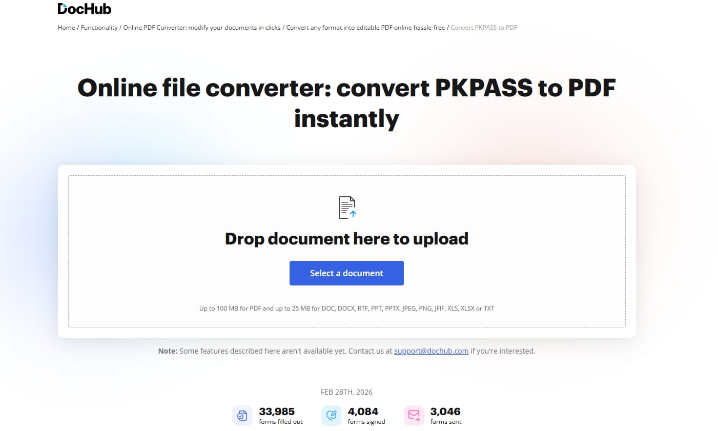 DocHub - Conversor grátis de PKPASS para PDF