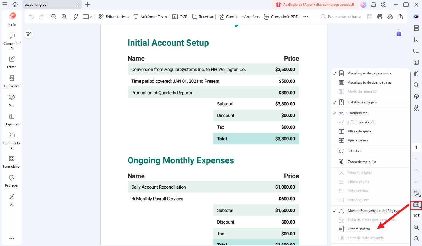Escolher o modo de leitura de mangá no PDFelement