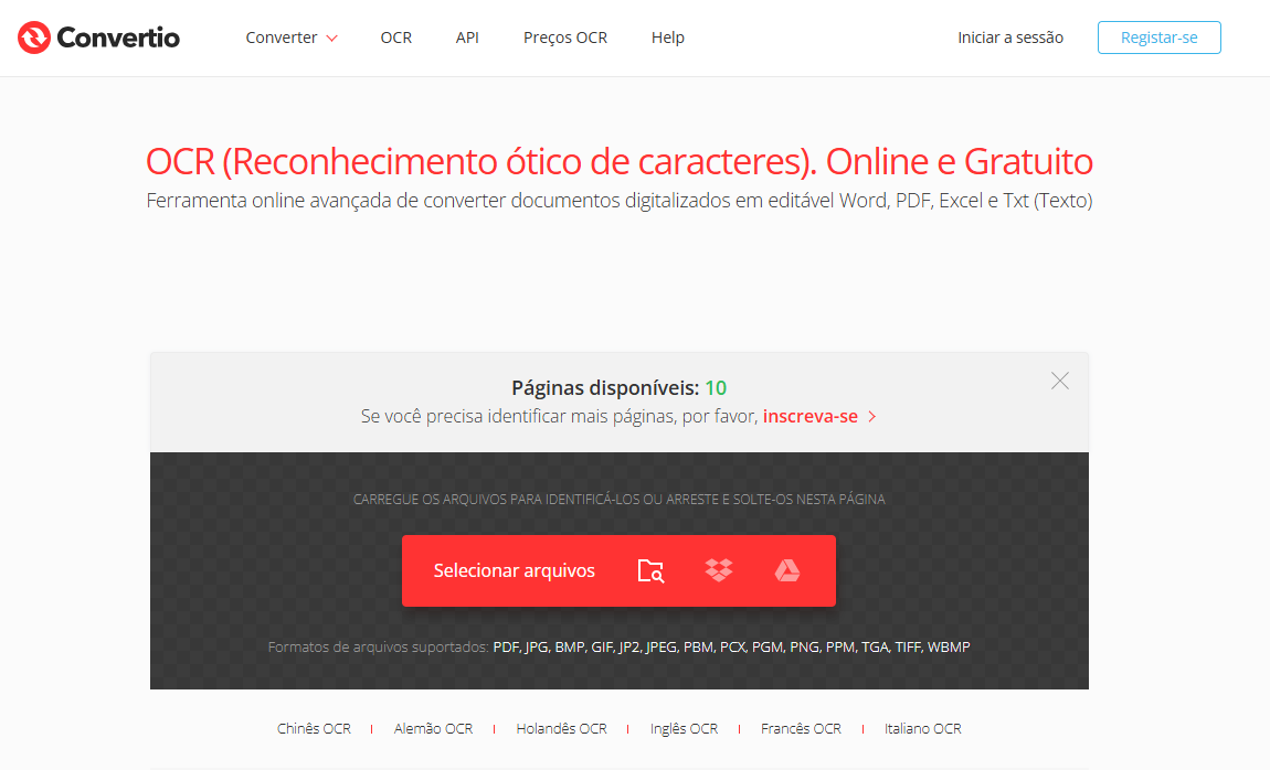 OCR PDF online en Convertio OCR
