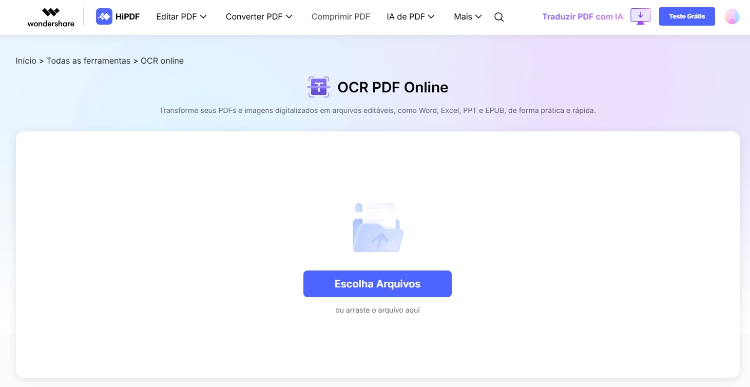 OCR PDF online no HiPDF