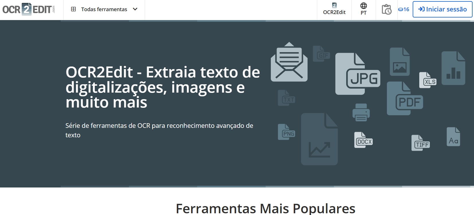 OCR PDF online em OCR2Edit