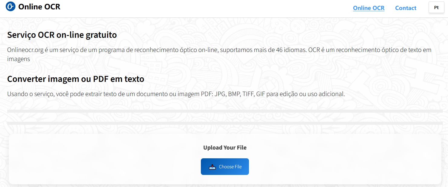 OCR PDF online em OnlineOCR