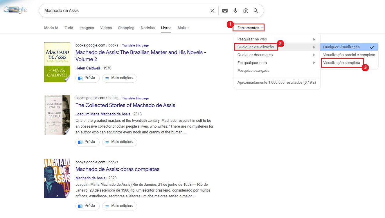 como procurar livros do google books