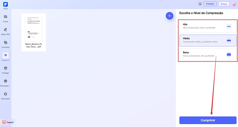 Comprimir pdf passo 2