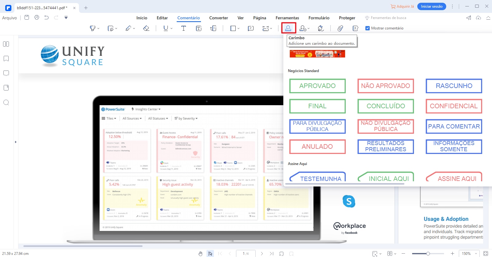 colocar assinatura no documento word