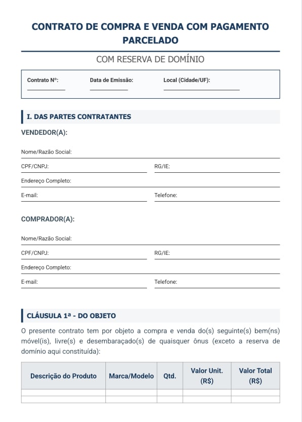 contrato de compra e venda com pagamento parcelado