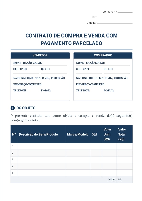 contrato de compra e venda com pagamento parcelado