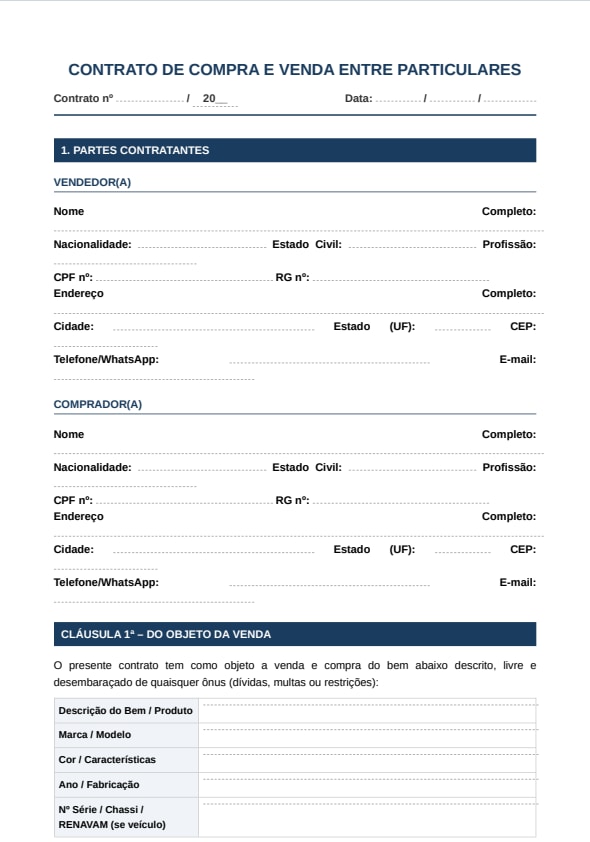 contrato de compra e venda particulares