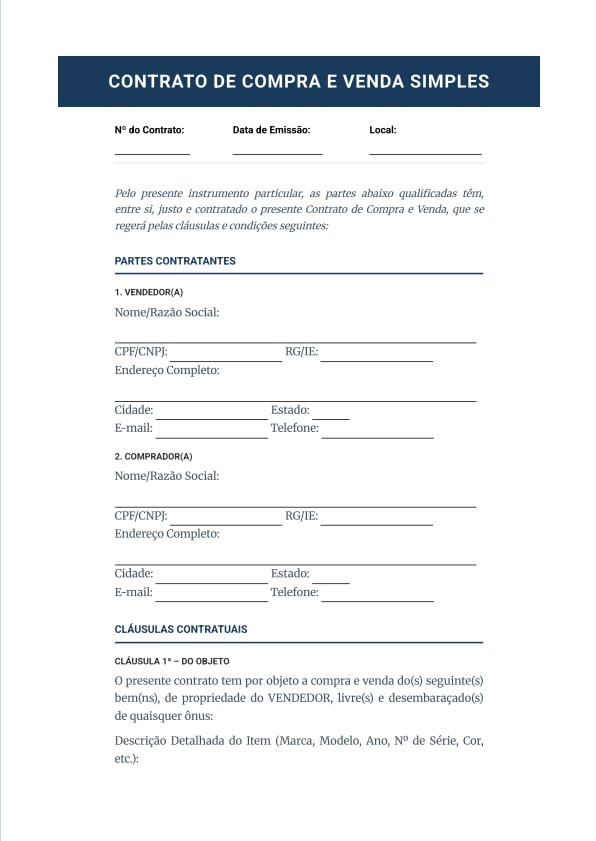 contrato de compra e venda simples