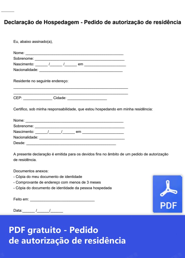 Atestado de hospedagem para título de residência PDF
